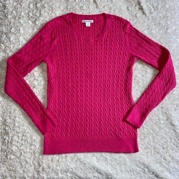 Amazon Essentials Hot Pink Cable Knit Cotton Blend Lightweight Sweater M Medium - Picture 1 of 9